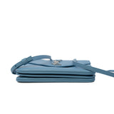 thumbnail Blue Leather Monogram Crossbody Bag PHW - L'UXE LINK