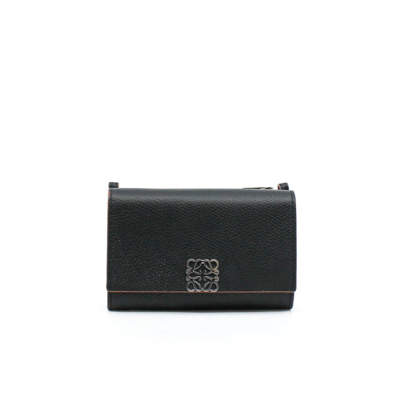 card holder with chain leather black phw - L'UXE LINK