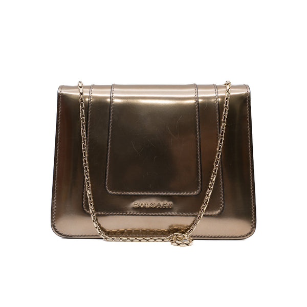 Serpenti Forever Metallic Bronze Patent Leather Shoulder Bag GHW - L'UXE LINK