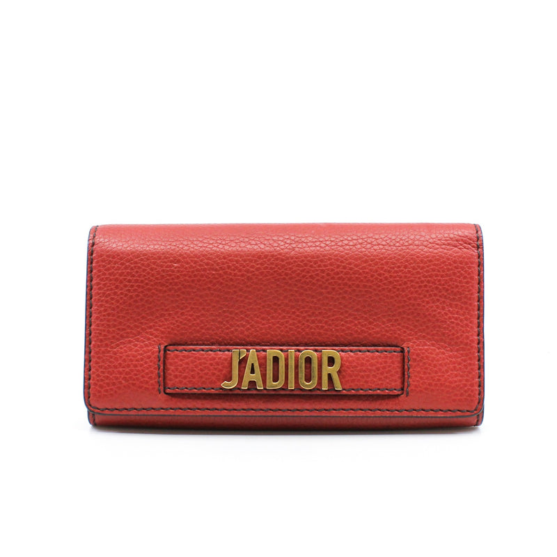 J’Adior Croisiere In Red Calfskin Leather Chain Wallet GHW - L'UXE LINK