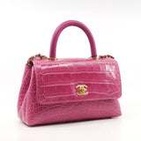 thumbnail Small Coco Handle In Hot Pink Alligator Handbag GHW Seri 24 - L'UXE LINK