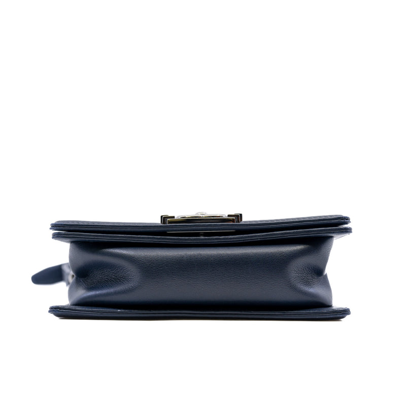 Small Leboy In Navy Calfskin Leather Bag PHW Seri 26 - L'UXE LINK