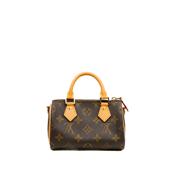 Nano Speedy In Monogram Canvas Bag GHW With Strap - L'UXE LINK