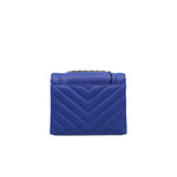 thumbnail 19C Chevron Square Royal Blue Envelope Flap Bag GHW Seri 27 - L'UXE LINK