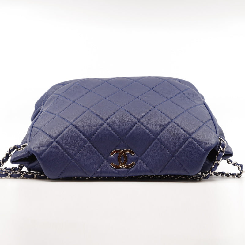 Quilted Calfskin Leather Blue Hobo Bag SHW Seri 21 - L'UXE LINK