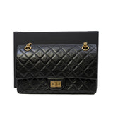 thumbnail 2.55 Reissue 225 Black Aged Calfskin Quilted Flap Bag GHW Seri 28 - L'UXE LINK