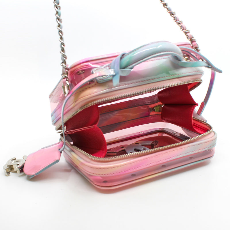 Small Filigree PVC And Patent Leather In Pink Vanity Bag PHW Seri 29