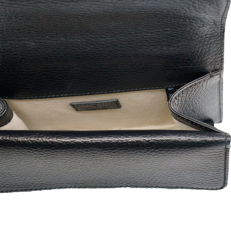 Dionysus Mini Black Calfskin Crystal Buckle Bag Ruthenium