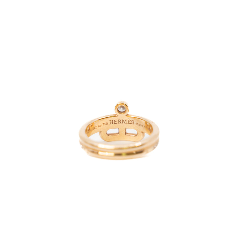 Link D'Hermes Ring In Rose Gold With Diamonds Size 52 - L'UXE LINK