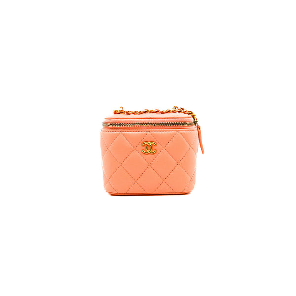 Mini Pearl Crush Orange Clair Vanity With Chain GHW Seri P2JUXXXX - L'UXE LINK