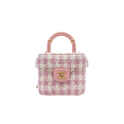 Runway Top Handle In Pink Tweed Vanity Handbag GHW