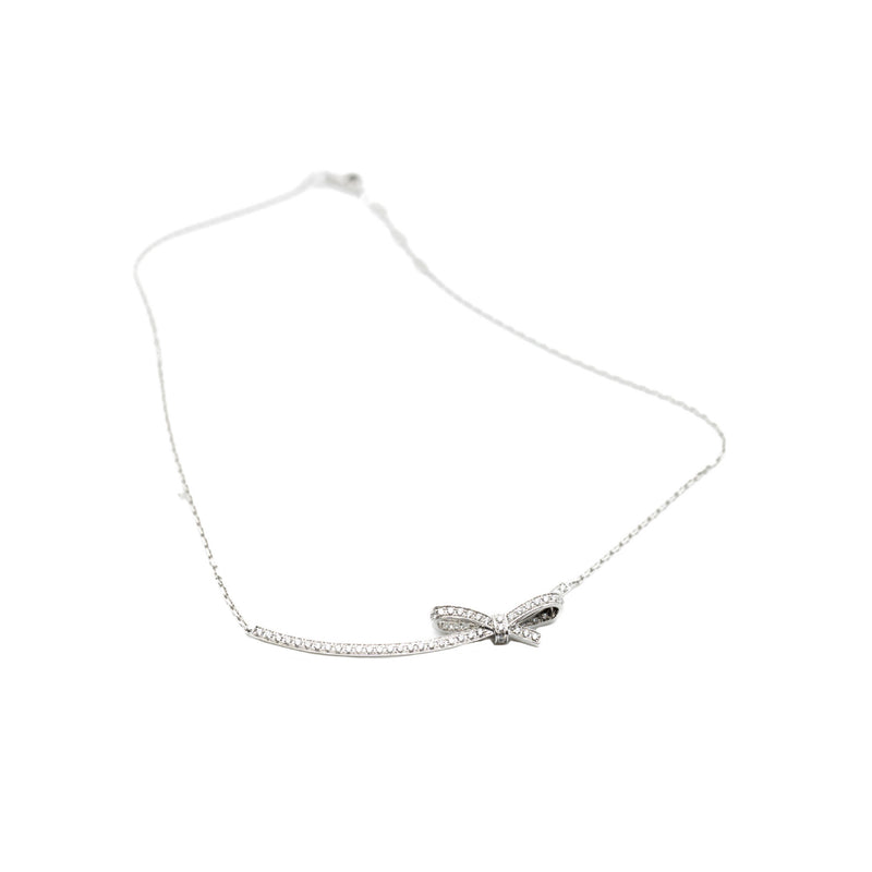 Ruban In 18K White Gold And Diamonds Necklace - L'UXE LINK