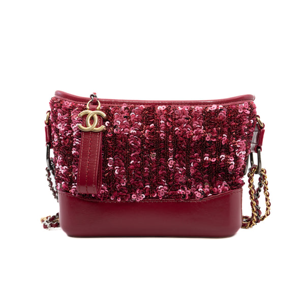 Small Gabrielle Hobo Bag Sequin/Calfskin Raspberry Pink Seri 26 - L'UXE LINK