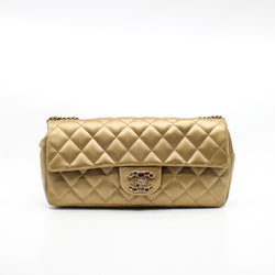 Limited Edition Gold Quilted Satin East West Single Flap Bag GHW Seri 12