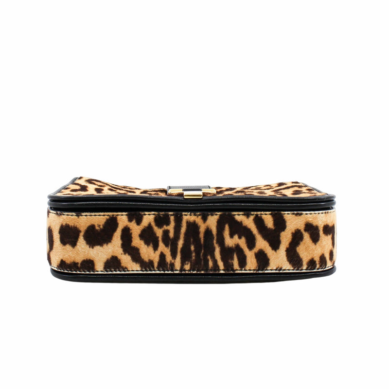 ysl flap bag leopard point  fur with strap