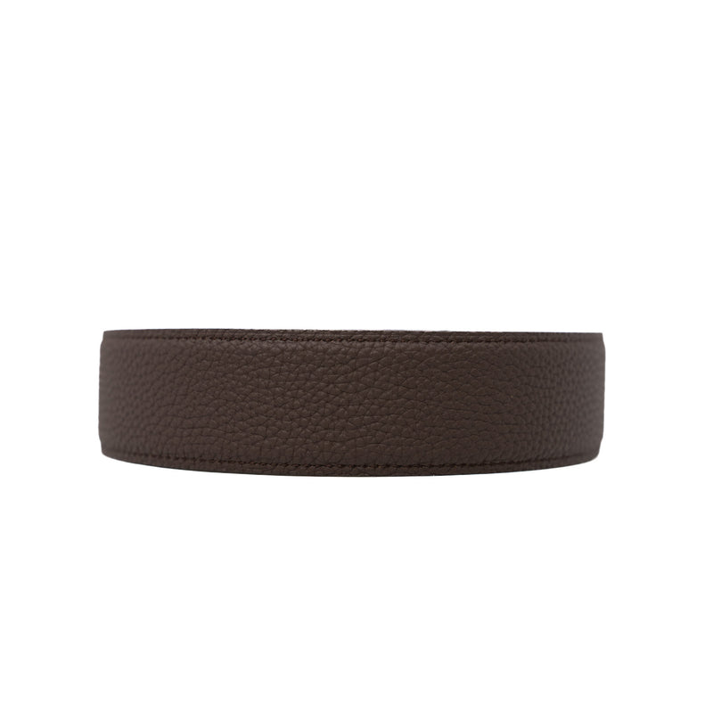 Ithaque 38mm Belt Buckle And Reversible Togo/Box Leather Black/Chocolat Strap Size 85 - L'UXE LINK