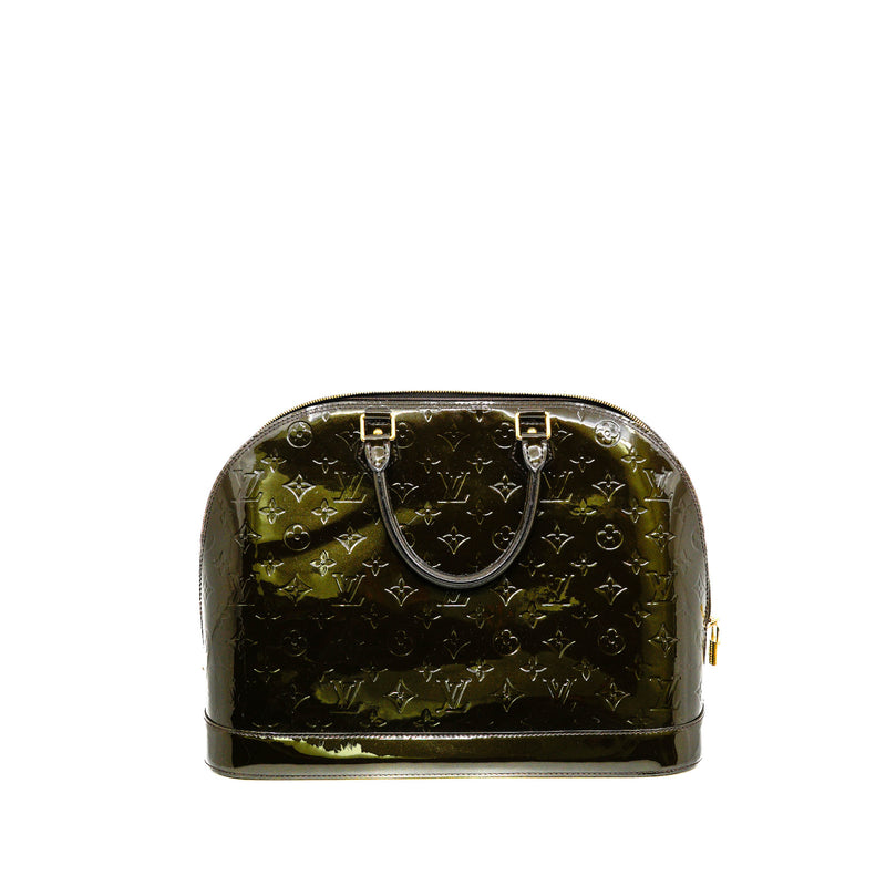 Alma Monogram Green Vernis Patent Leather GM Handbag GHW - L'UXE LINK