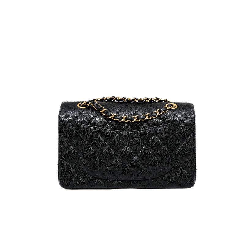 Small Classic Black Caviar Leather Double Flap Bag GHW - L'UXE LINK