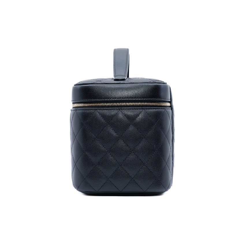 Vanity Case In Black Caviar Leather Quilted Handbag GHW Seri 28