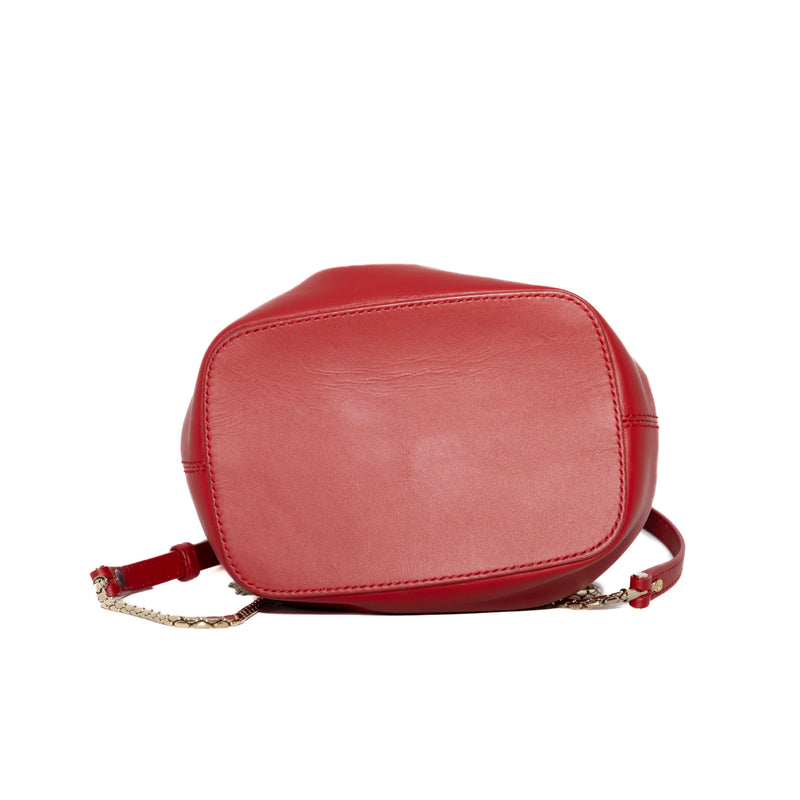 Serpenti Small Forever Calf Leather Red Bucket Bag LGHW - L'UXE LINK