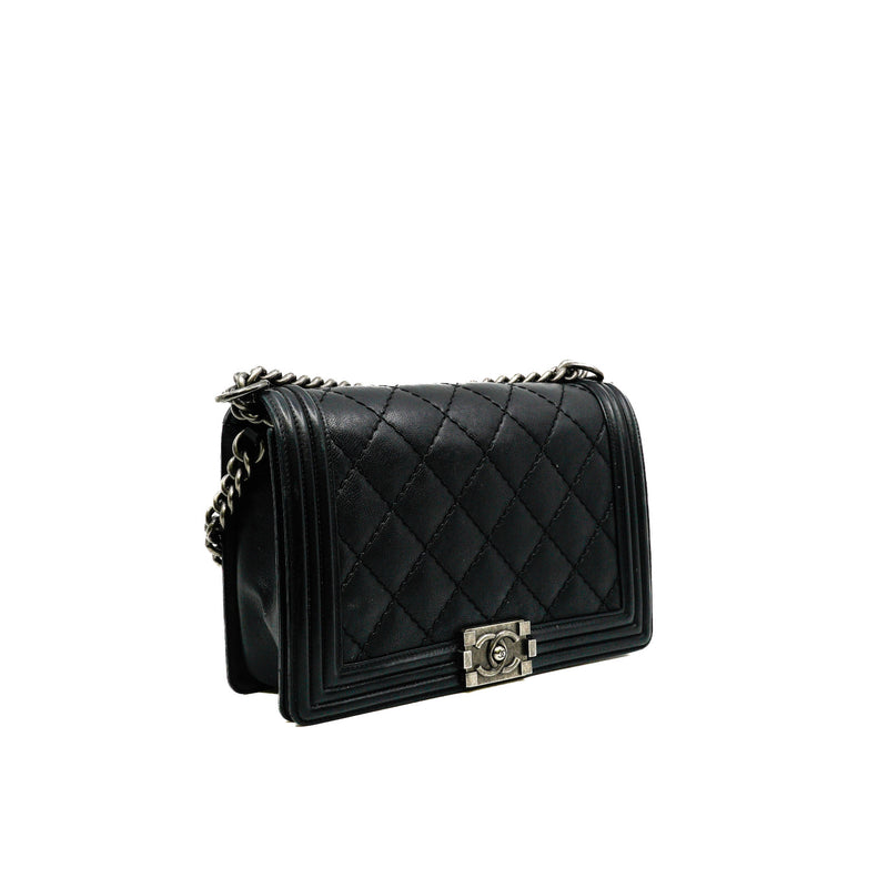 New Medium Leboy In Black Aged Calfskin Leather Ruthenium Hardware Seri 18 - L'UXE LINK