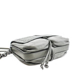 thumbnail Double Pocket Small Grey Flap Intrecciato Nappa Leather Crossbody Bag - L'UXE LINK