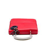 thumbnail Small Be Dior with Grey Top Handle Calfskin Red/Navy Phw with Strap - L'UXE LINK