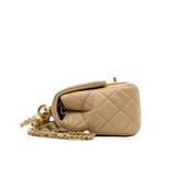 thumbnail Mini Square Cf With Pearl Crush In Lambskin Beige Seri K89CXXXX