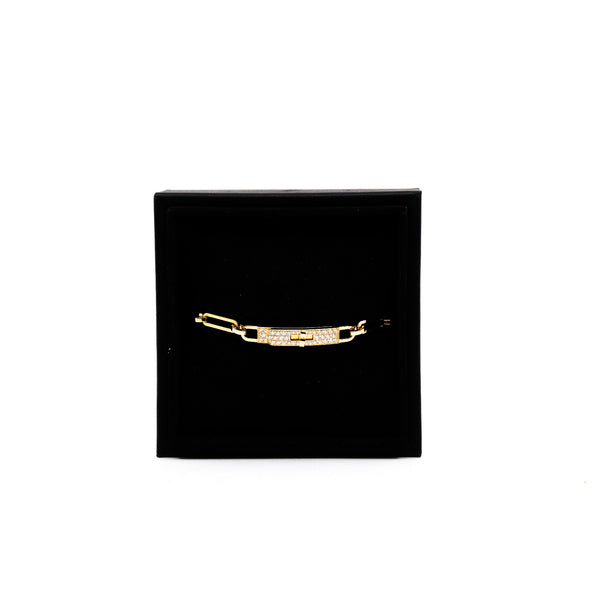 kelly chain bracelet 18k yg half diamonds size sh - L'UXE LINK