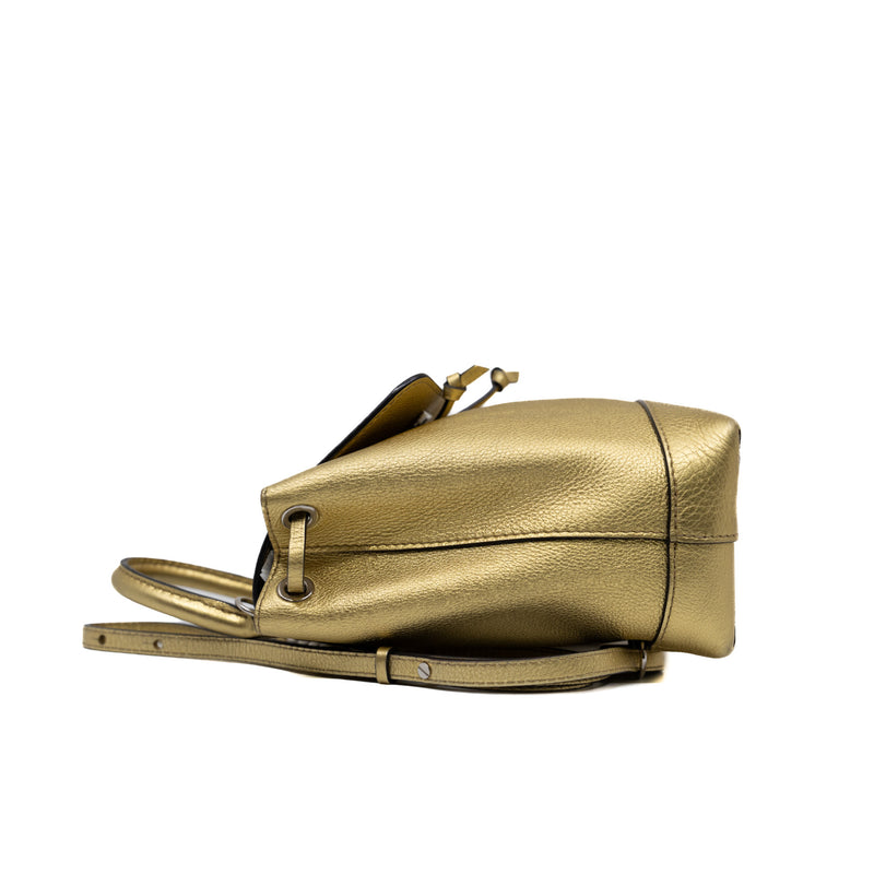 lockme in gold leather mini backpack