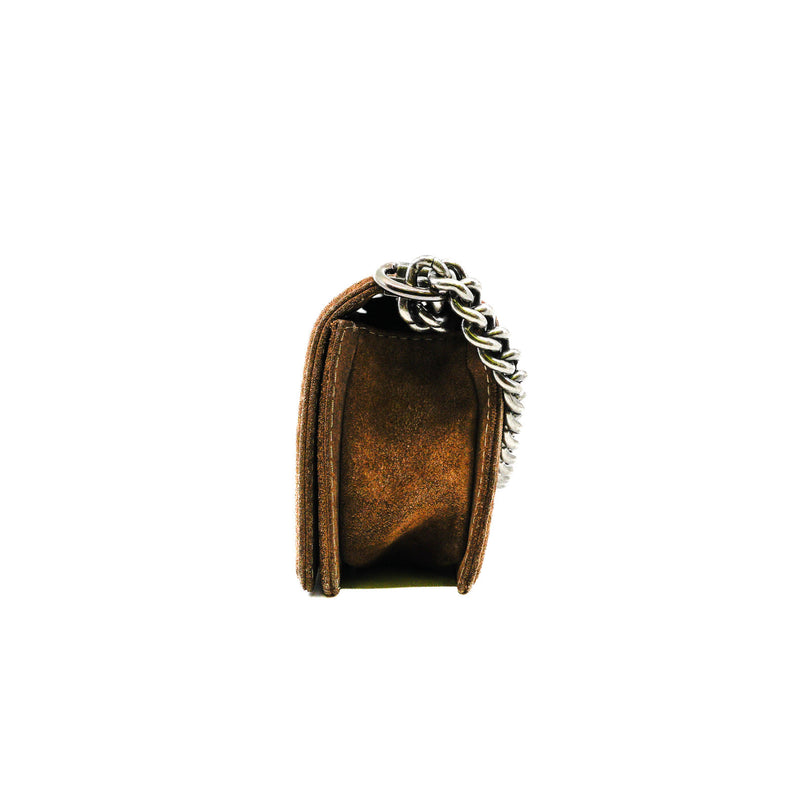 Vintage Small Brown Suede Leboy Flap Bag Seri 18 - L'UXE LINK