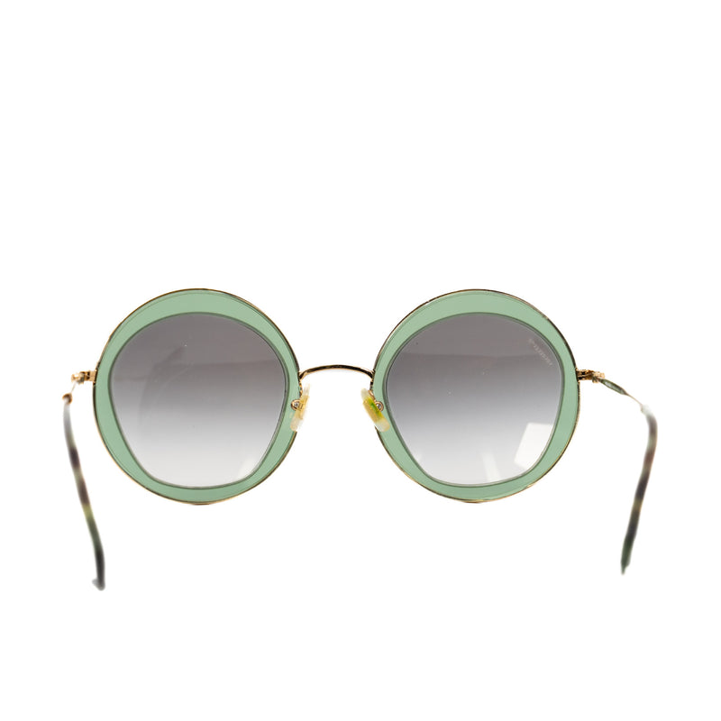 Green And Gold SMU 50Q Round Sunglasses - L'UXE LINK