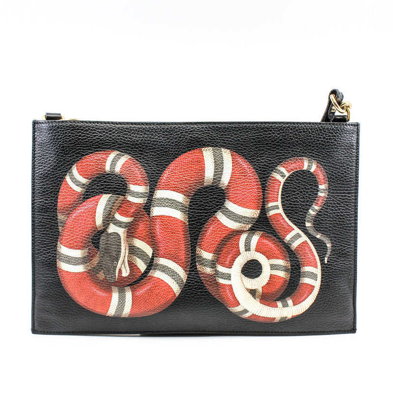 shoulder  bag snake print leather ghw