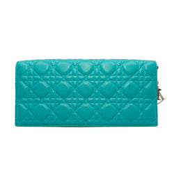 Cannage Lambskin Lady Dior Aqua Green Clutch 2014 (No Chain Strap)