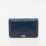 thumbnail Leboy Blue Wallet On Chain In Python Leather GHW Seri 24 - L'UXE LINK