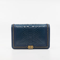 Leboy Blue Wallet On Chain In Python Leather GHW Seri 24 - L'UXE LINK