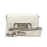 thumbnail Dio(r)evolution In White Calfskin Leather Flap Bag PHW With Leather Strap - L'UXE LINK