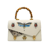 thumbnail Ottilia Bamboo Handle Bag In Leather White/Python GHW