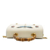 thumbnail Ottilia Bamboo Handle Bag In Leather White/Python GHW