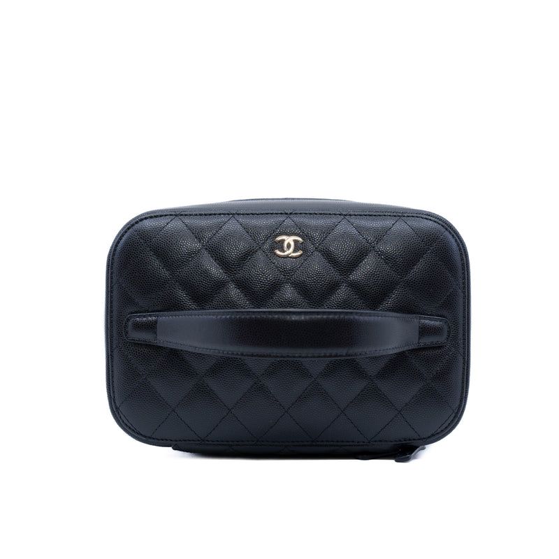 Vanity Case In Black Caviar Leather Quilted Handbag GHW Seri 28