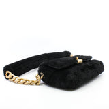 thumbnail Small Black Shearling Quilted Chunky Chain CC Flap Bag GHW Seri 30