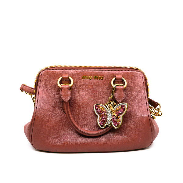 small top handle tote with strap in leather nudy pink