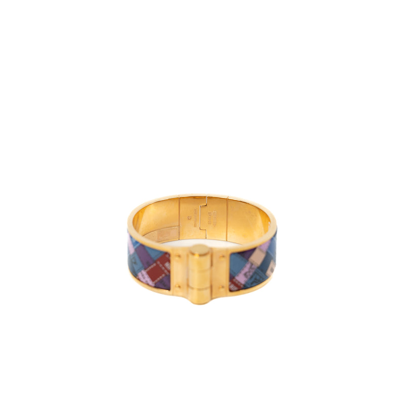 Bolduc Au Carre Hinged Enamel Printed Wide Bracelet - L'UXE LINK