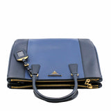 thumbnail Saffiano Lux Double Zip Tote Large blue navy ghw - L'UXE LINK