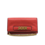 thumbnail J’Adior Croisiere In Red Calfskin Leather Chain Wallet GHW - L'UXE LINK