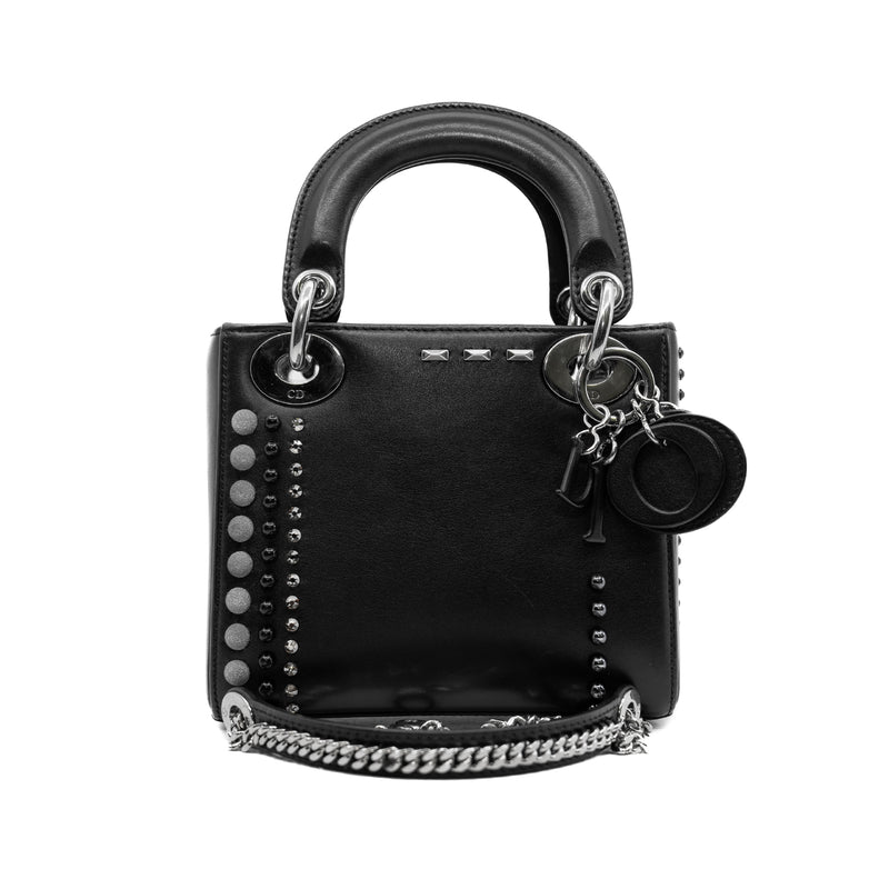 Limited Mini Lady With Crystal And Stud In Lambskin Black PHW 2016