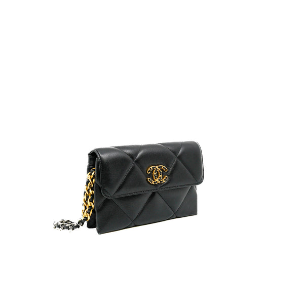 19 Bag In Black Lambskin Quilted Flap Clutch Multi Hardware Seri 31 - L'UXE LINK