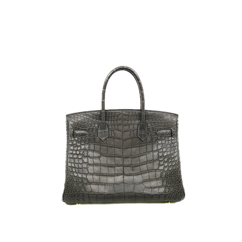 Birkin 30 In Matte Alligator Leather CK88 Graphite Grey GHW D Stamp