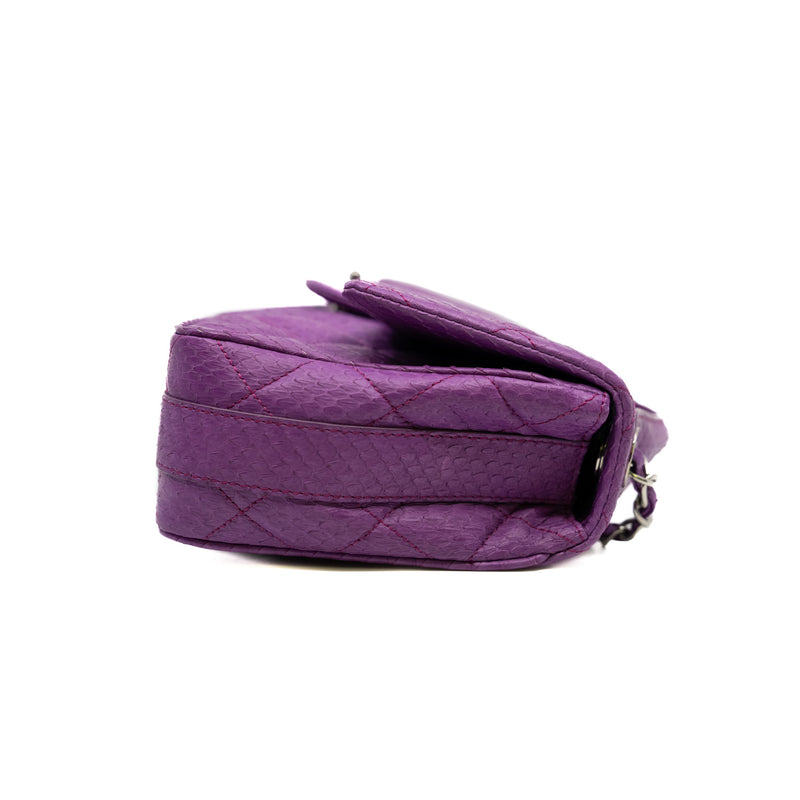 Top Handle Classic Flap In Purple Snake Leather PHW