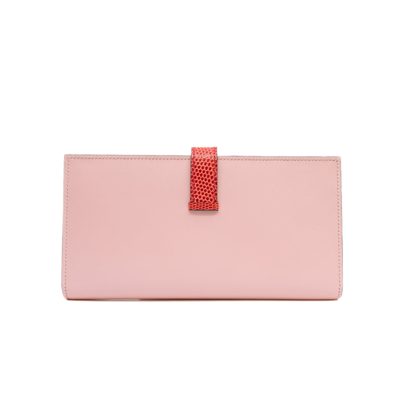 Bearn Long Wallet Rose Sakura/Bougainvillea Tadelakt/Lizard Leather PHW T Stamp - L'UXE LINK